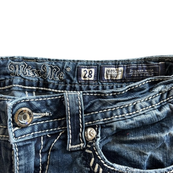 MISS Me Jeans Womens 28 Bootcut Rhinestone Embroidered Stripe Western Country - Picture 5 of 14